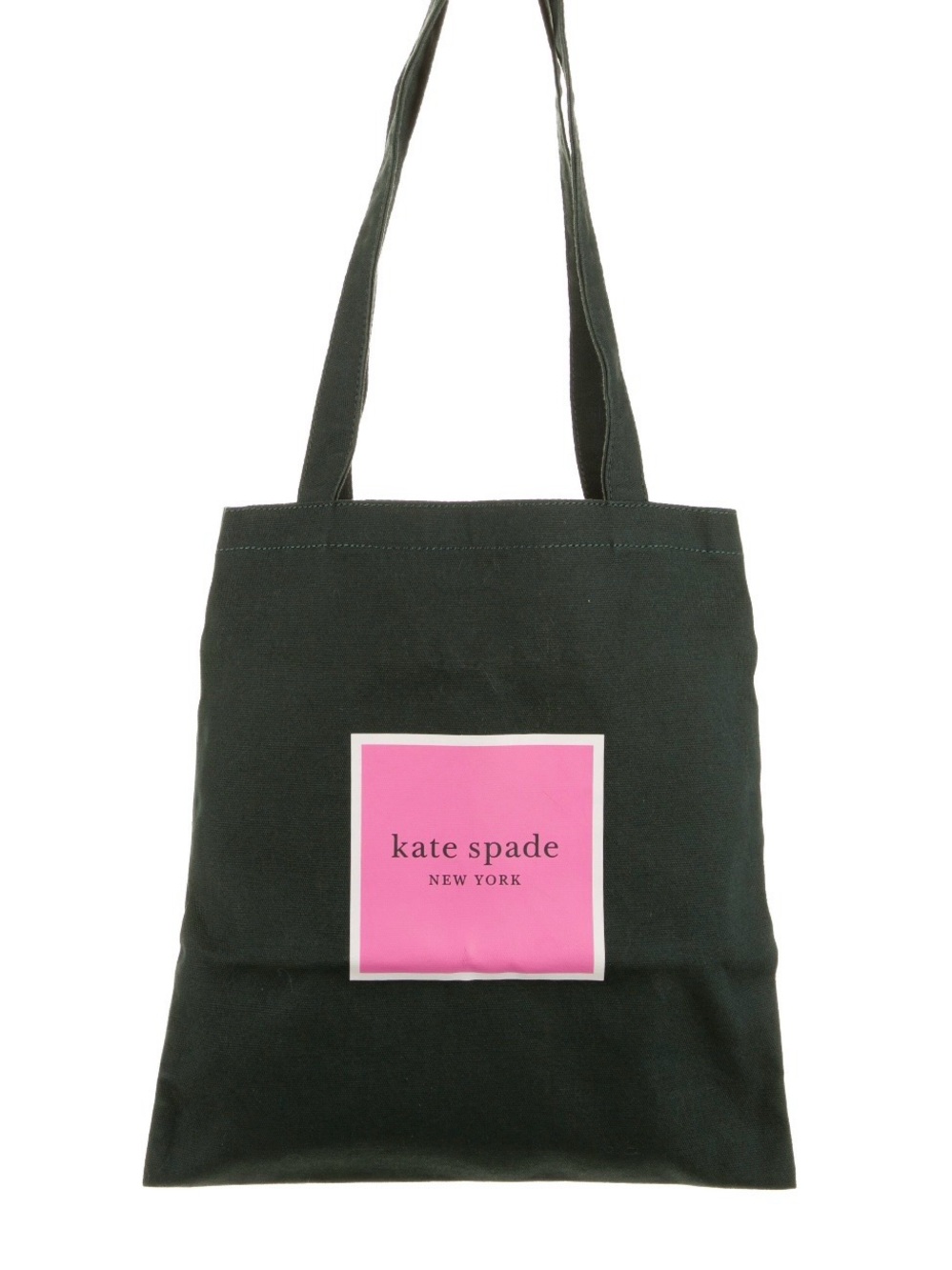 🆕 Kate Spade New York Green Canvas Tote with Pink Logo Panel